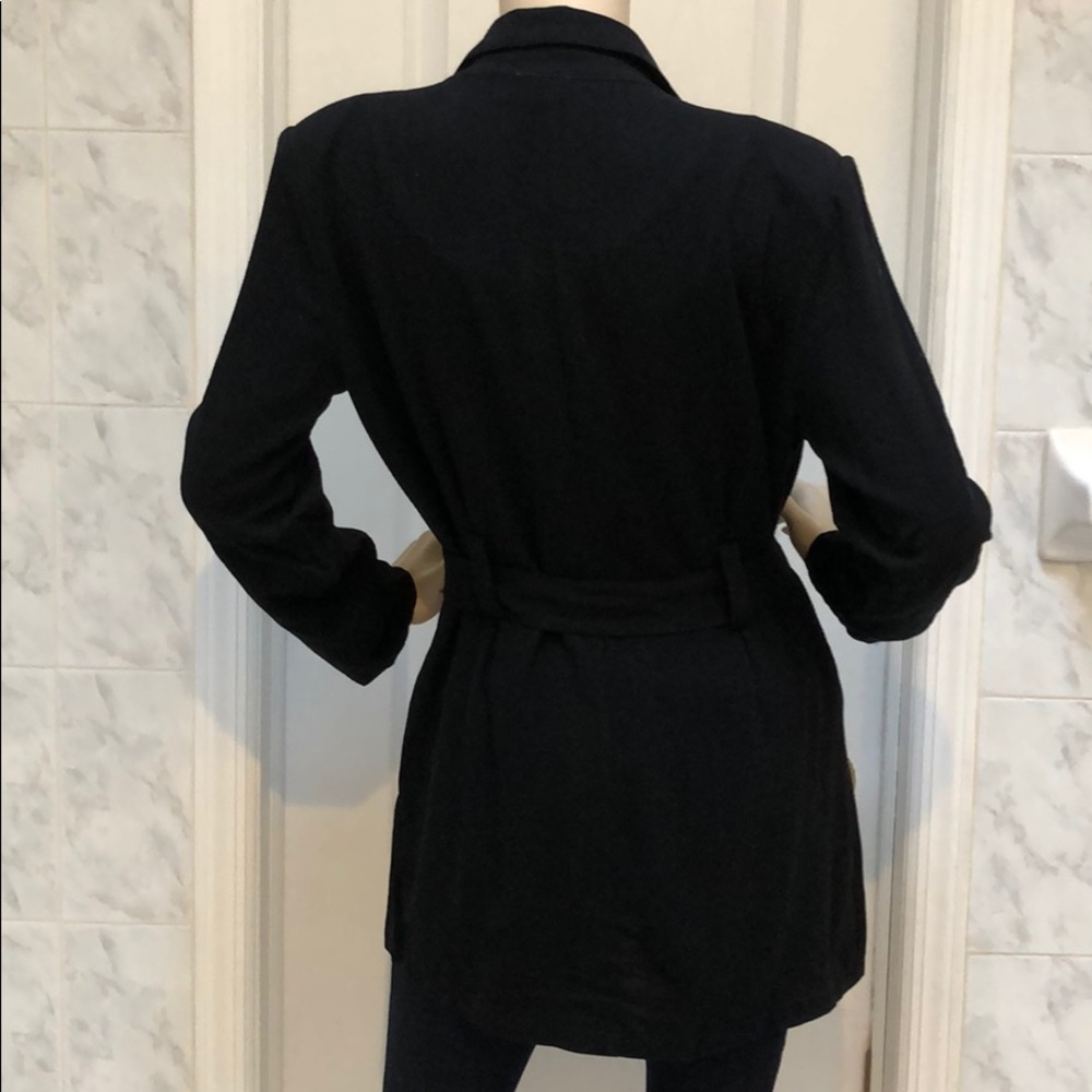 BLACK BELTED & BUTTON CLOSURE JACKET - Picture 8 of 8